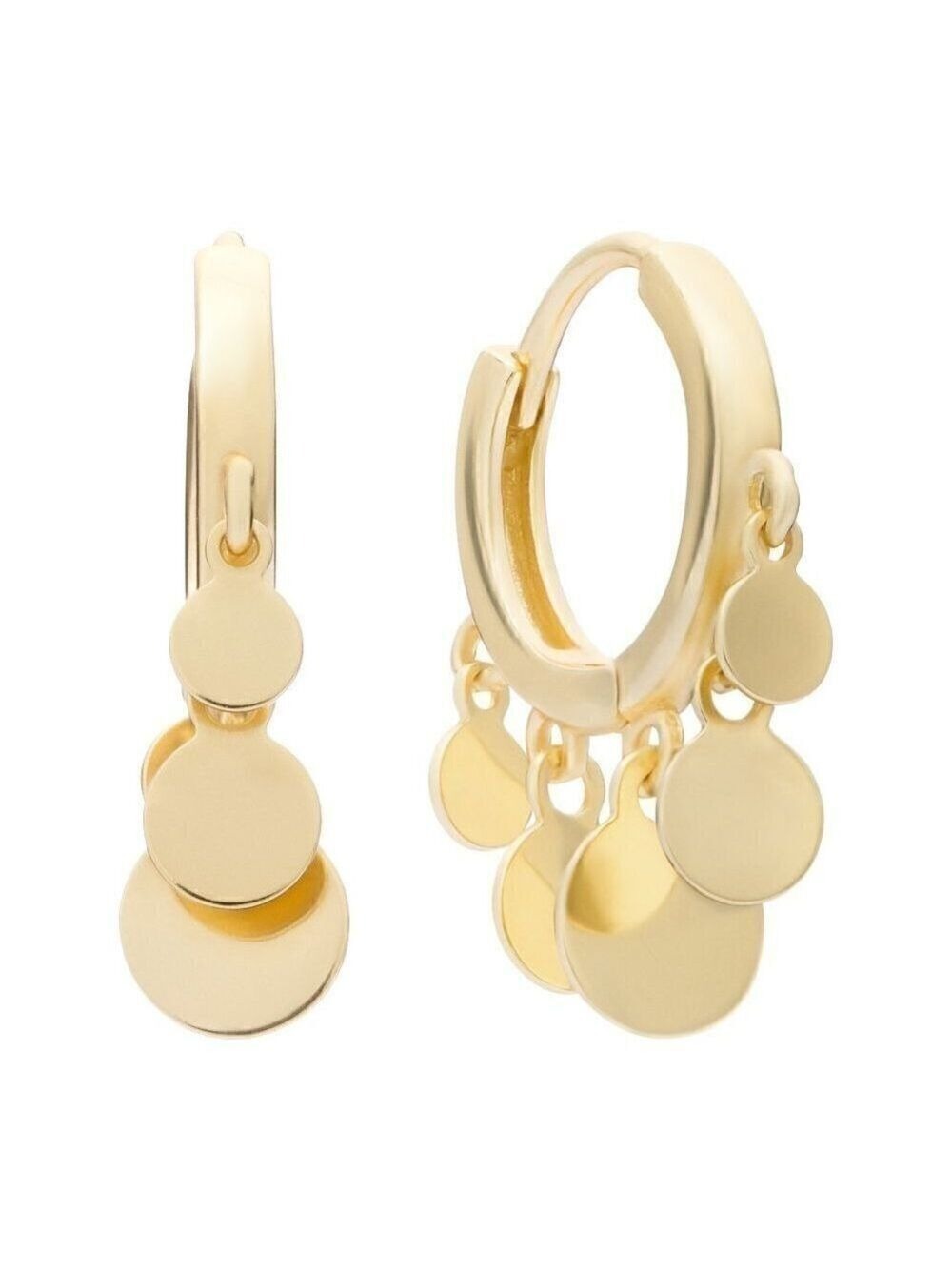 Gold Tone Hoop earrings with Coin Clusters